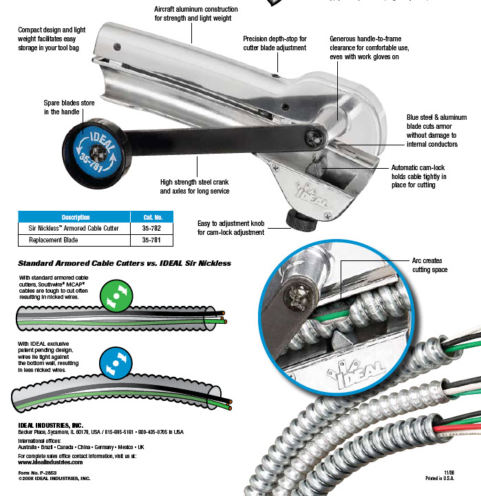 เครื่องมือตัดสายเคเบิลแบบหุ้มเกราะ Ideal Rotary Armoured Cable Cutter w/Lever